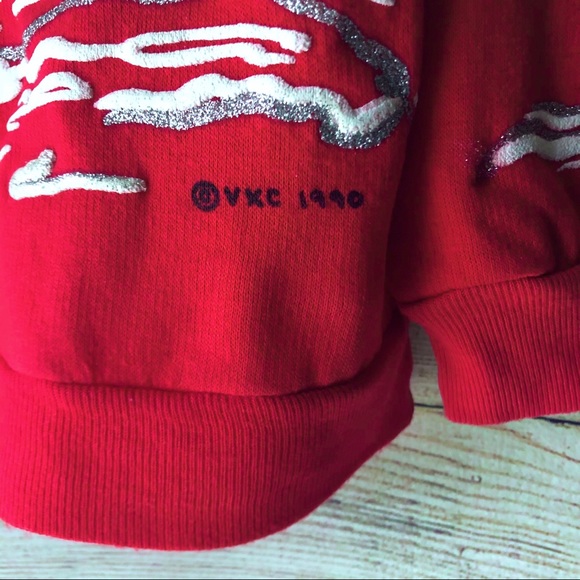 Vintage 1990 Christmas Puffy Glitter Sweatshirt - Picture 2 of 5